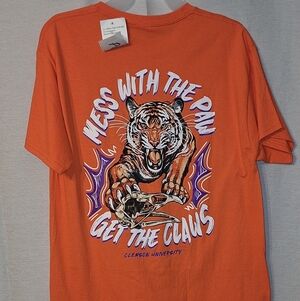 Orange Clemson T-Shirt with White Paw Print #15